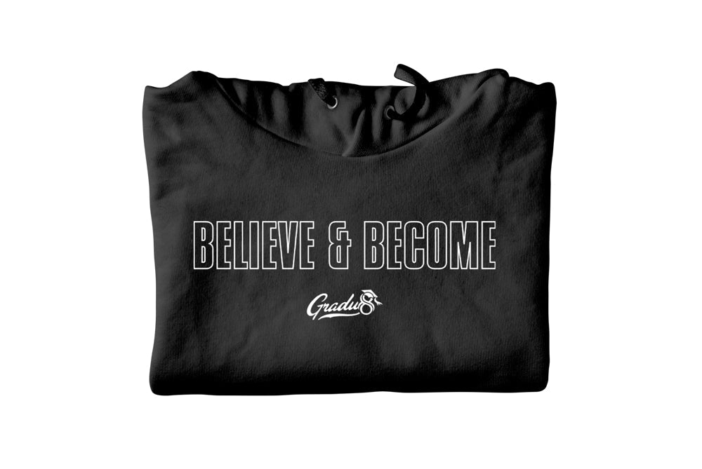 Believe & Become Outline Premium Hoodie - Black