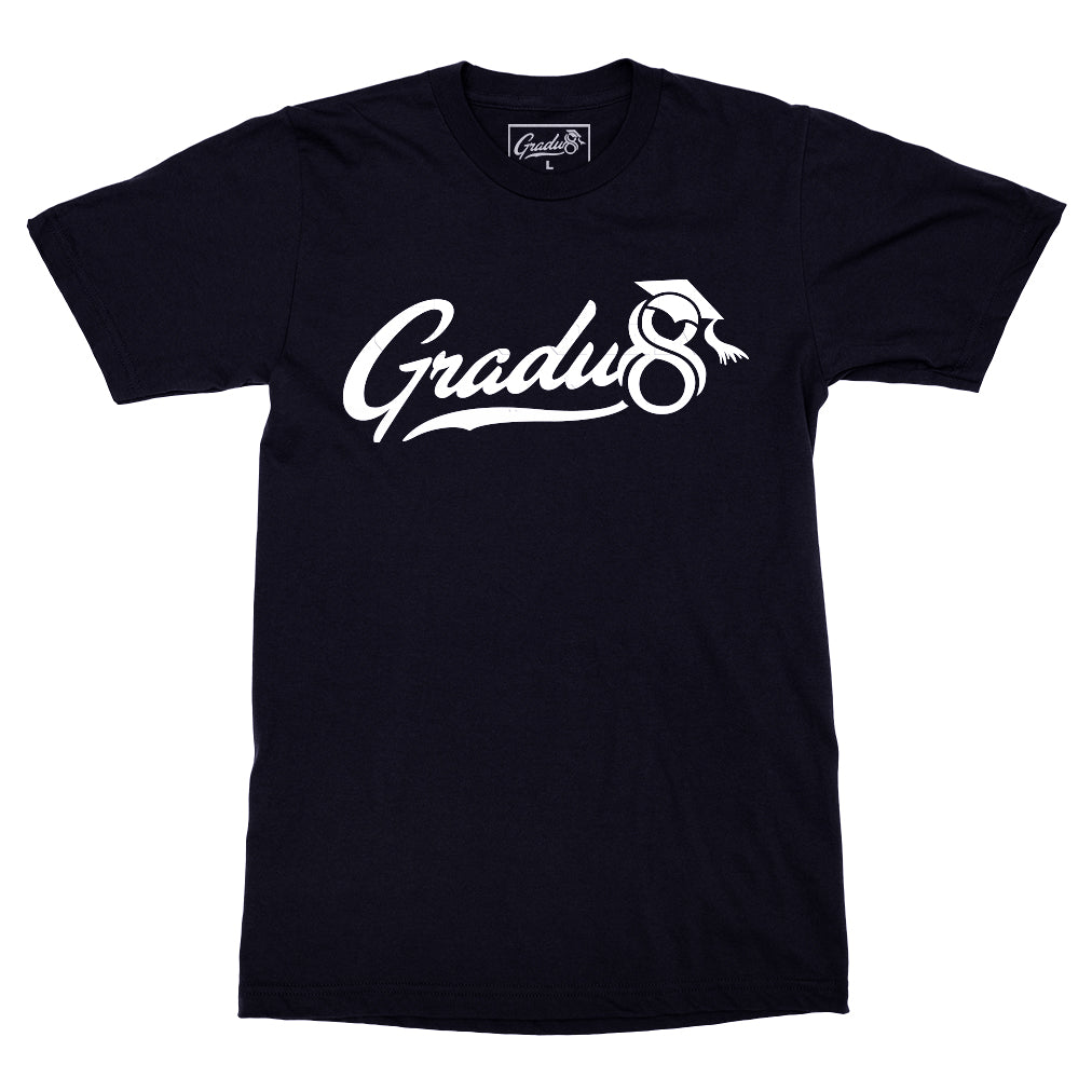 Gradu8 Script logo T-shirt - Navy Blue