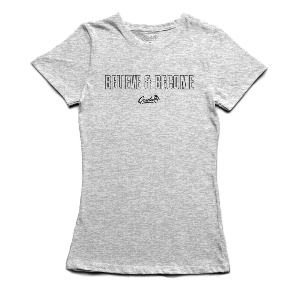 Women's Believe and Become Outline T-shirt - Heather Grey