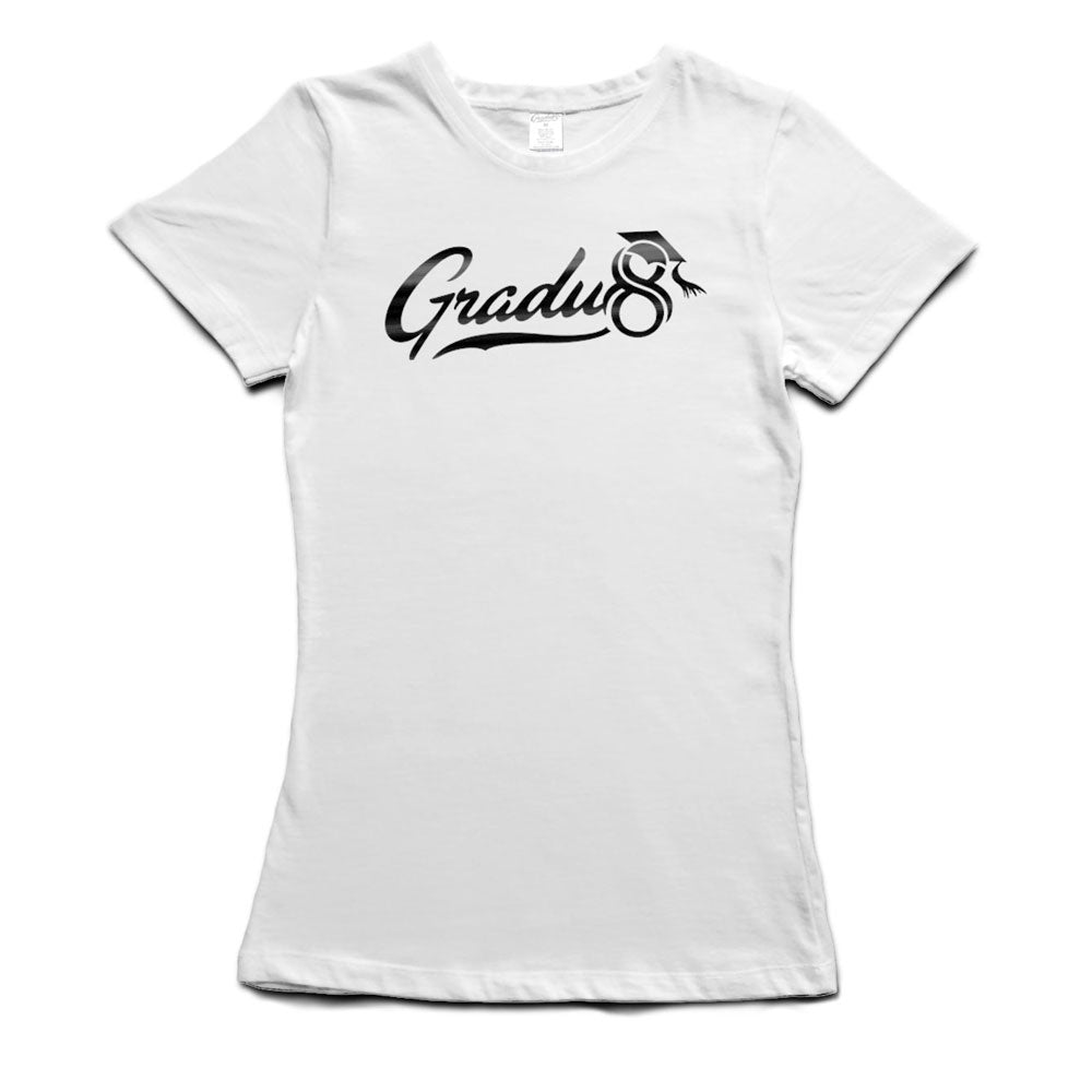 Women's Gradu8 Script Logo Premium T-shirt - White