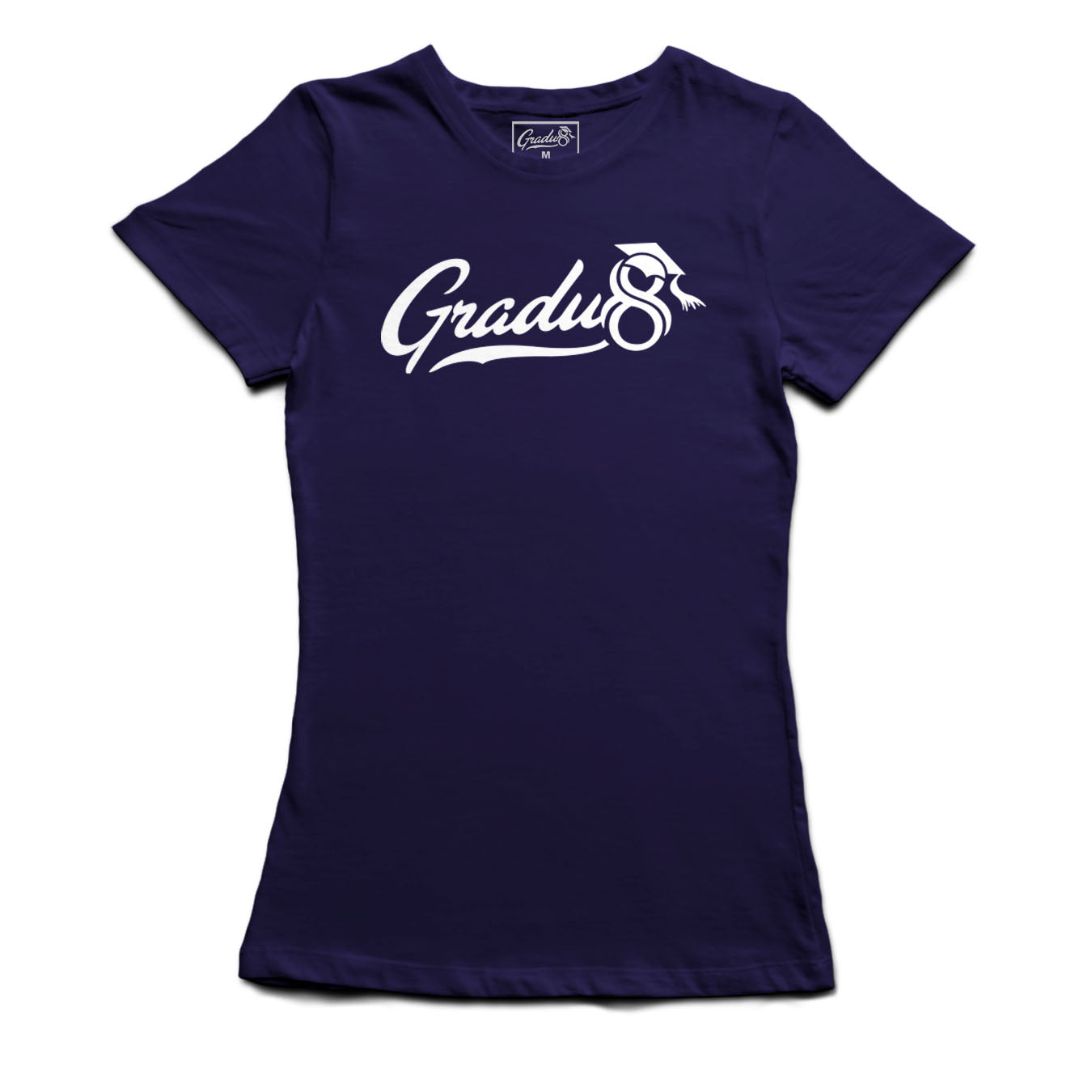 Women's Gradu8 Script Logo Premium T-shirt - Navy Blue