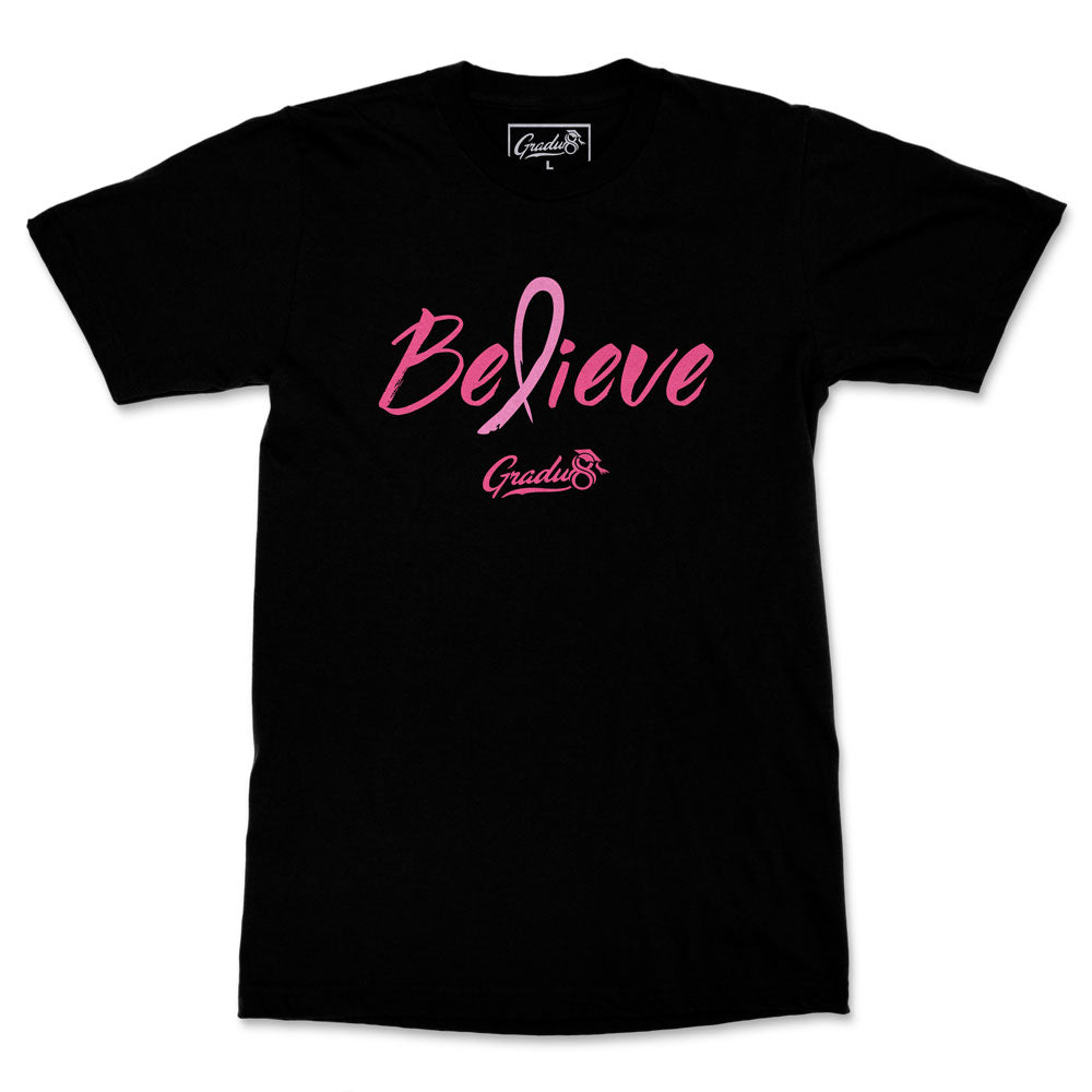 Believe: Men's Breast Cancer Awareness Limited Edition Set, Black T-shirt & Core Fleece Bag