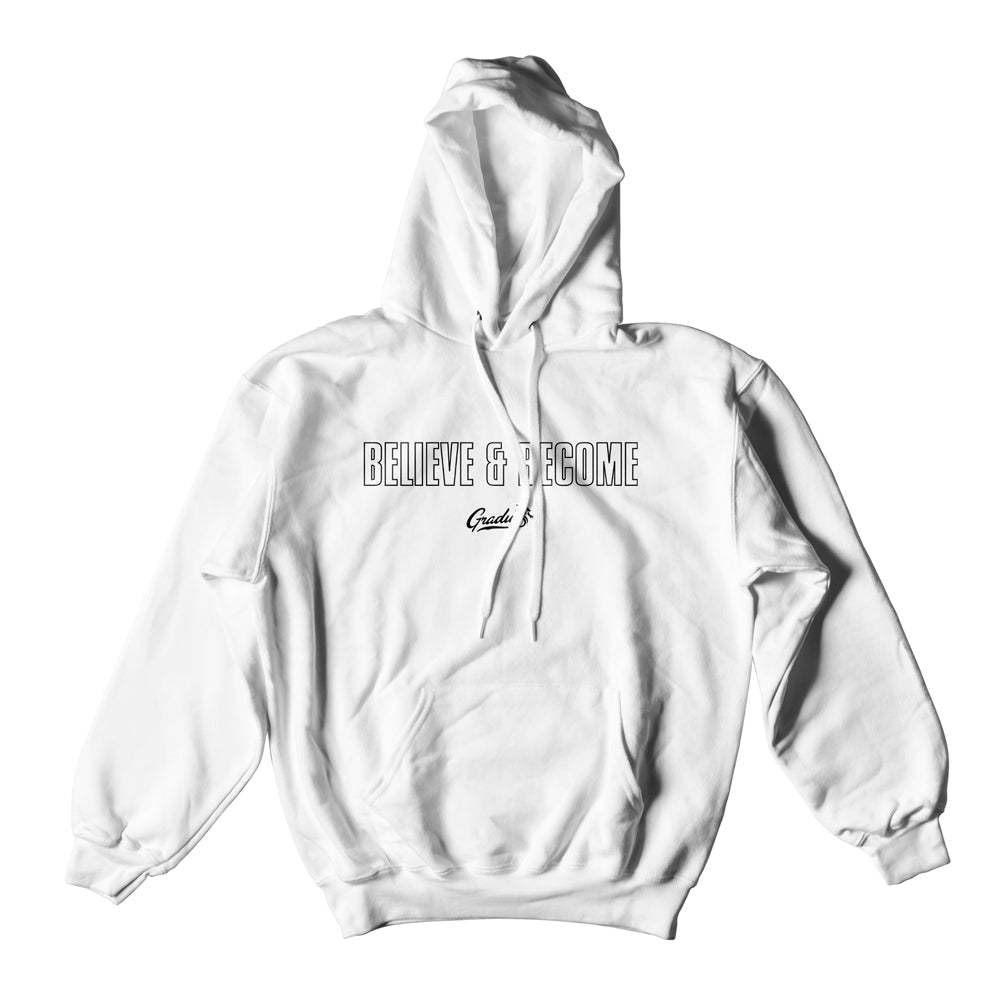 Believe & Become Outline Premium Hoodie - White