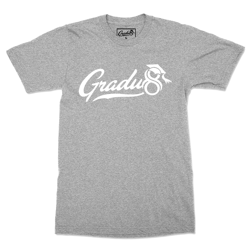Gradu8 Script logo T-shirt - Heather Grey