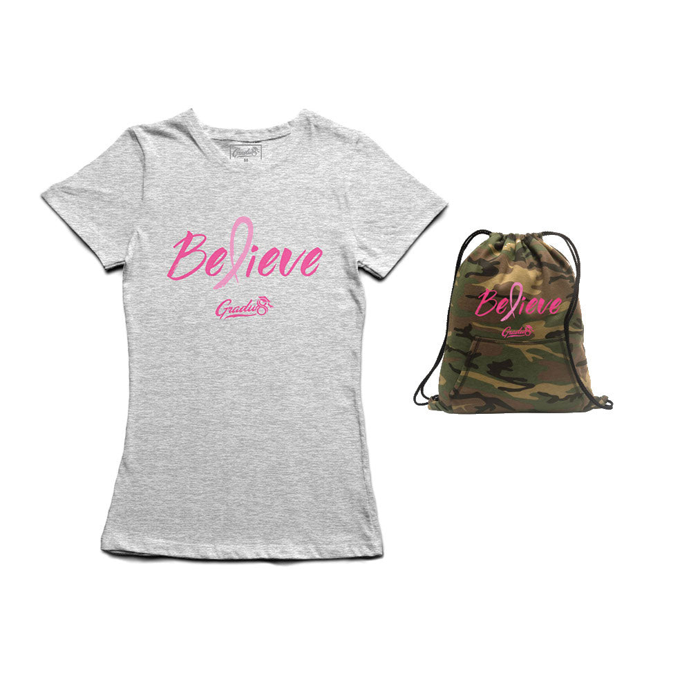 Believe: Women's Breast Cancer Awareness Limited Edition Set, T-shirt and Core Fleece Bag