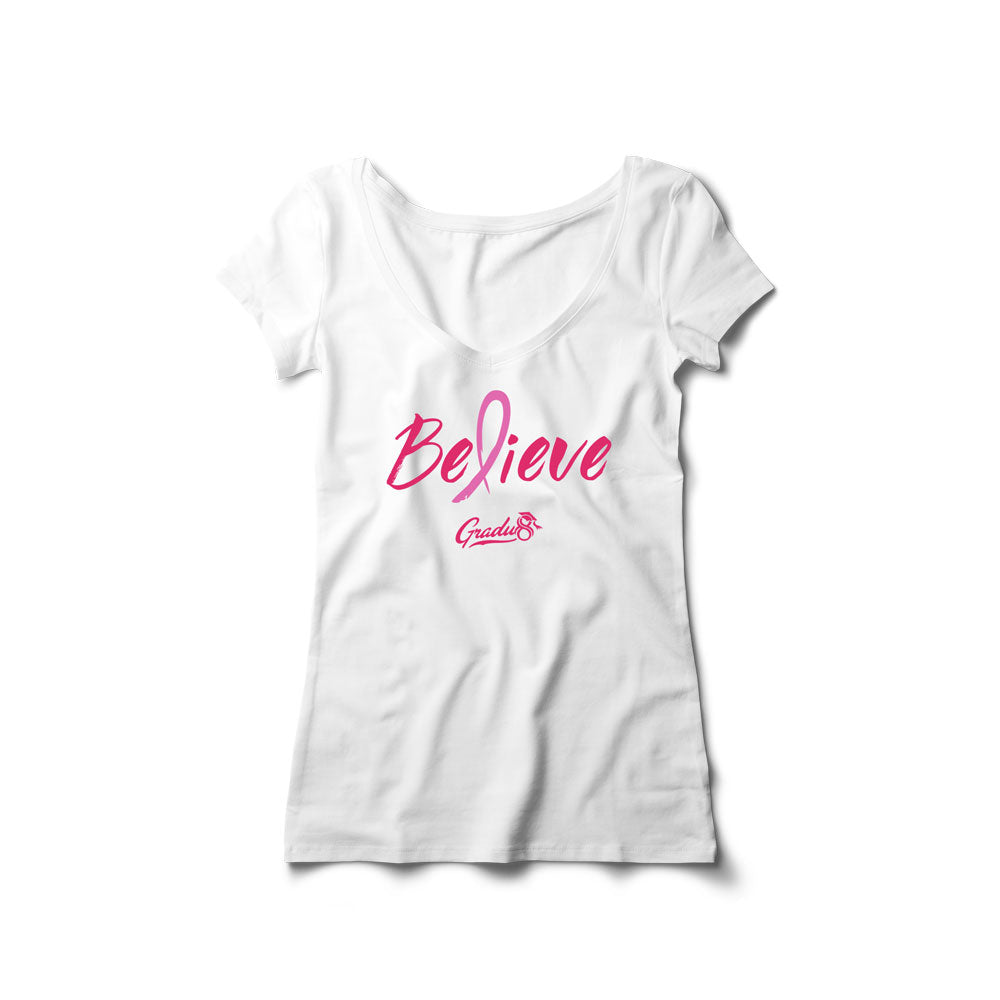 Believe: Breast Cancer Awareness, Perfect Tri V-Neck T-shirt
