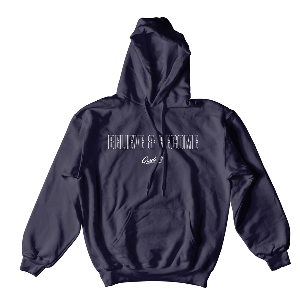 Believe & Become Outline Premium Hoodie - Navy Blue