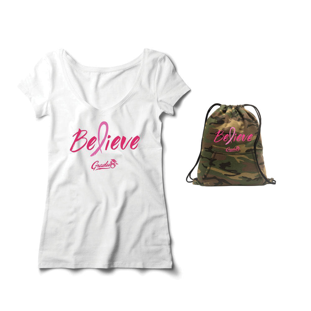 Believe: Women's Breast Cancer Awareness Limited Edition Set, T-shirt and Core Fleece Bag