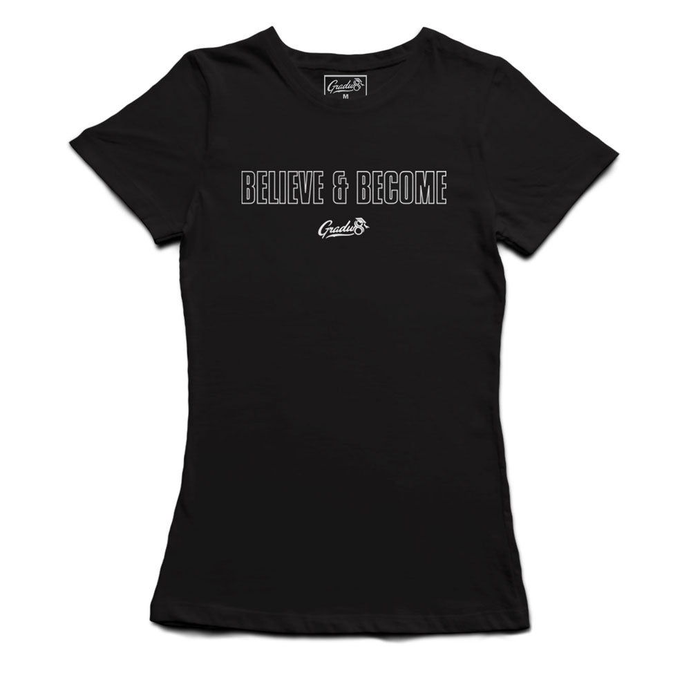 Women's Believe and Become Outline T-shirt - Black